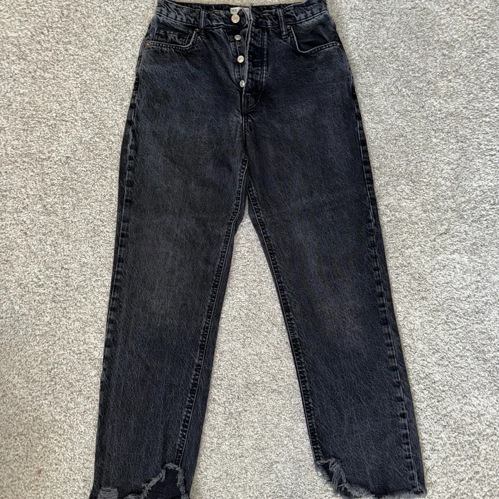 Free People Black Straight Leg Jeans with Button Fly - Picture 3 of 8